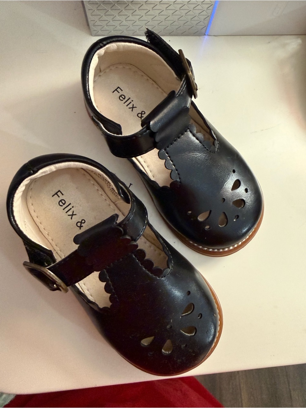 Felix & Flora Black Girls' T-Bar Dress Shoes with Buckle